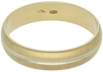 Złota obrączka ślubna półokrągła satynowa z paskiem z białego złota 585  5 mm.jpg